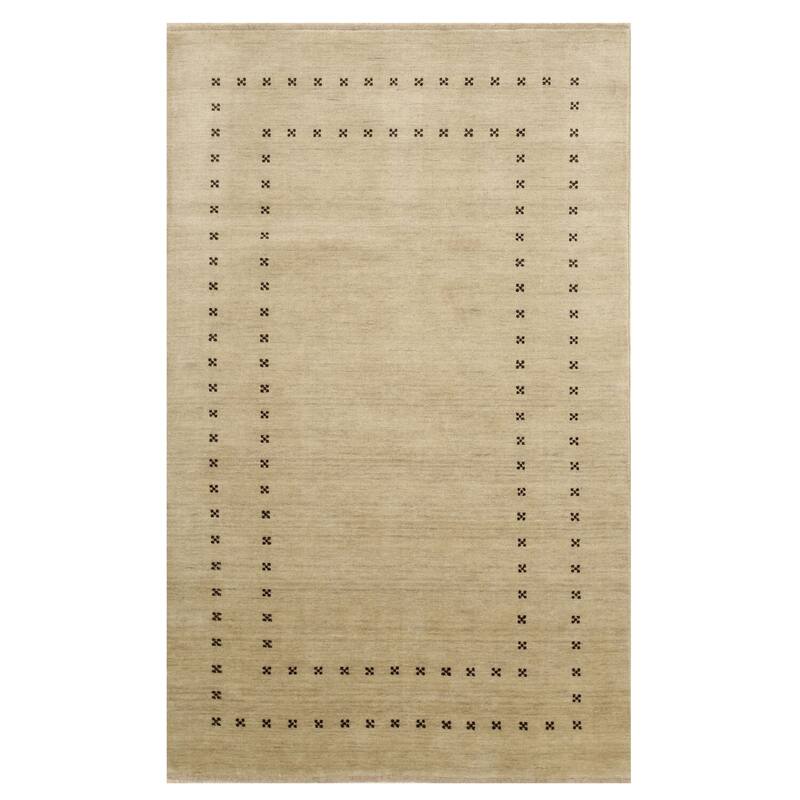 Beige Handmade Wool Transitional Rug, 8' x 10' - Soft Neutral Tones Ideal for Bedroom or Office Decor - L