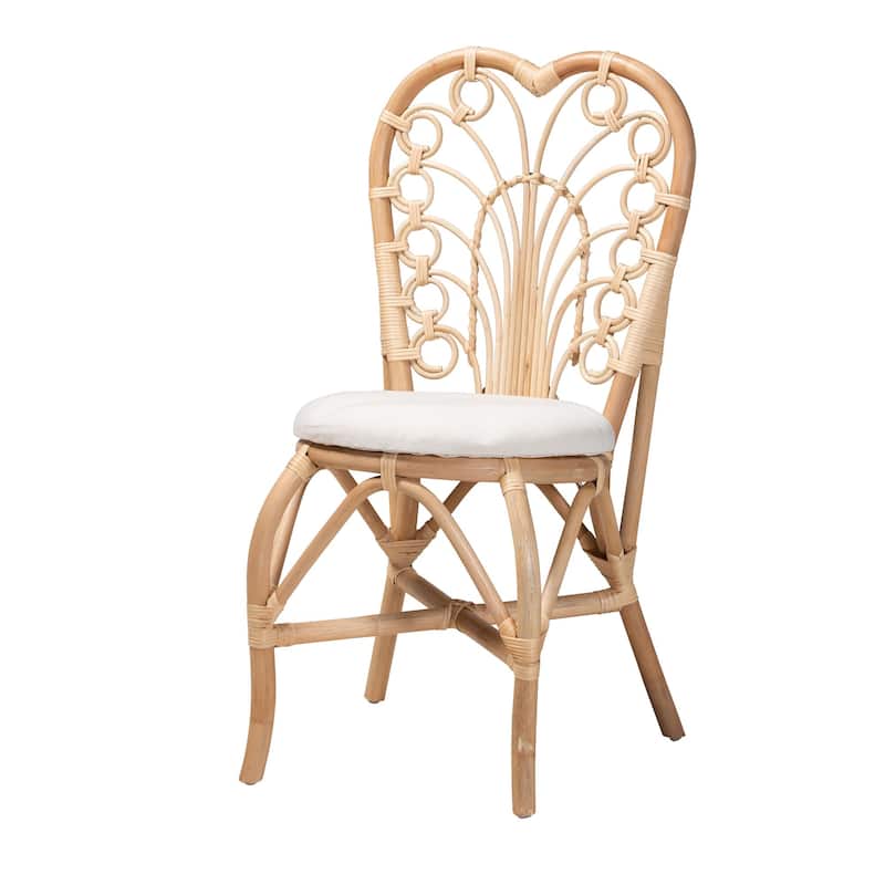 Jerica Modern Bohemian Natural Brown Rattan Dining Chair - White, Natural Brown