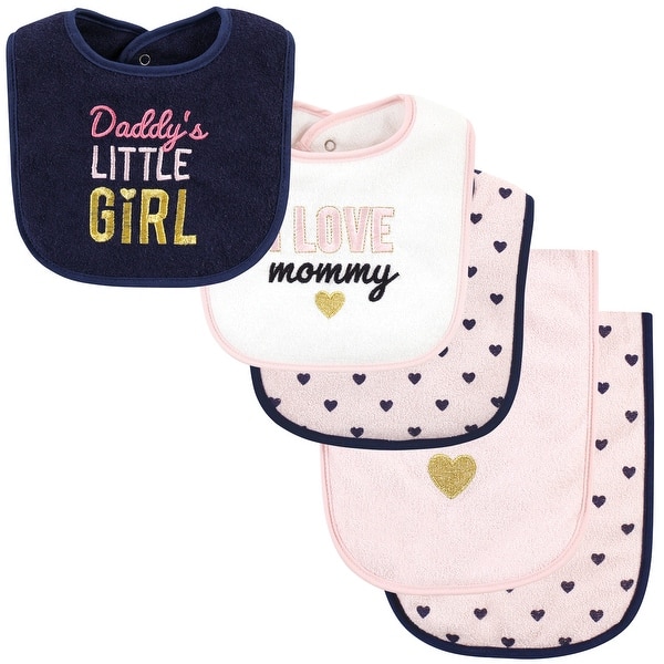 slide 1 of 1, Hudson Baby Infant Girls Cotton Terry Bib and Burp Cloth Set, Daddys Little Girl, One Size - Daddys Little Girl - One Size One Size - Daddys Little Girl