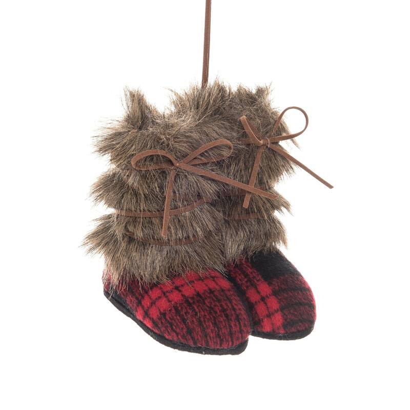 Buffalo Check Boots Polyester Paperboard Holiday Christmas Xmas Ornament