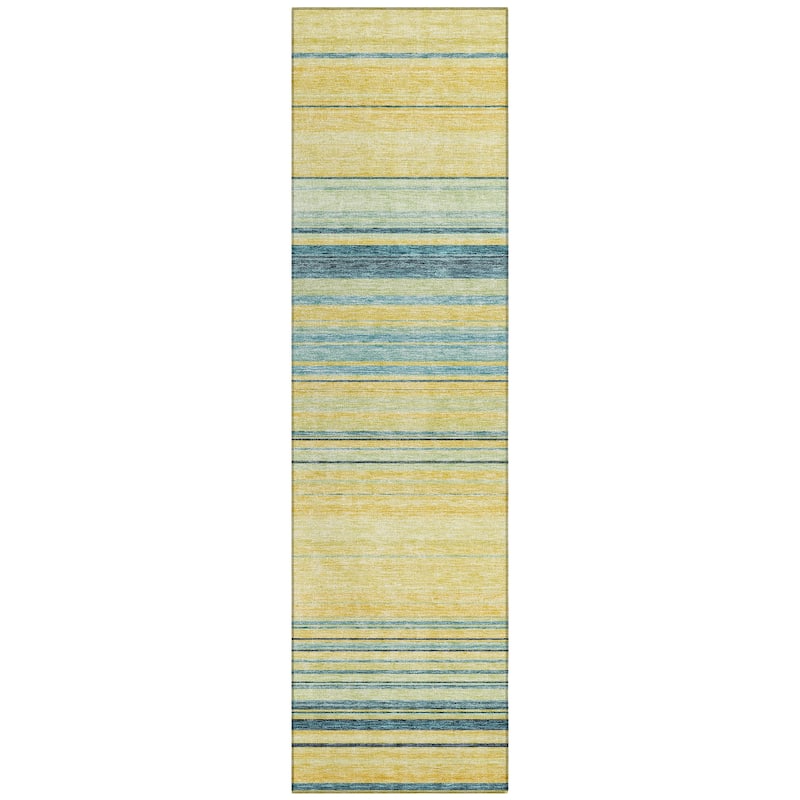 Machine Washable Indoor/ Outdoor Ombre Stripes Chantille Rug