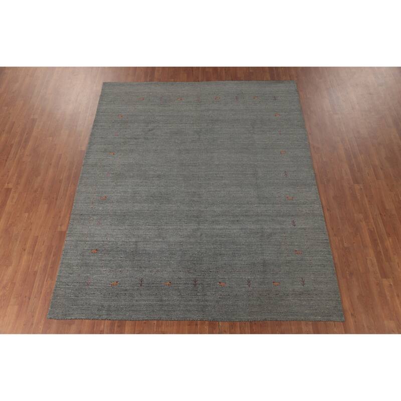 Gray Gabbeh Oriental Area Rug Wool Carpet - 8'0"x 9'8"
