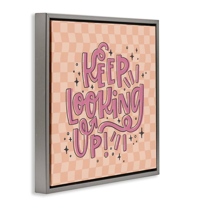 Stupell Keep Looking Up on Checkered Framed Floater Canvas Wall Art Design By Sarah Hickman