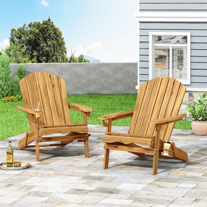 Bellwood Outdoor Acacia Wood Folding Adirondack Chairs (Set of 2) by Christopher Knight Home