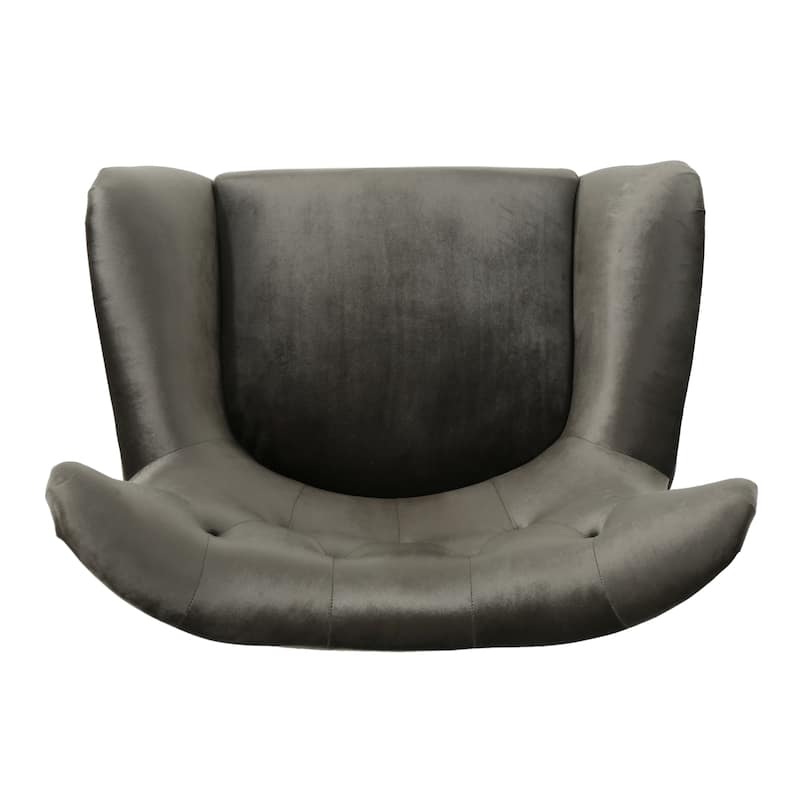 Velvet Mid-Century Armchair with Button and Tufted Wingback Design