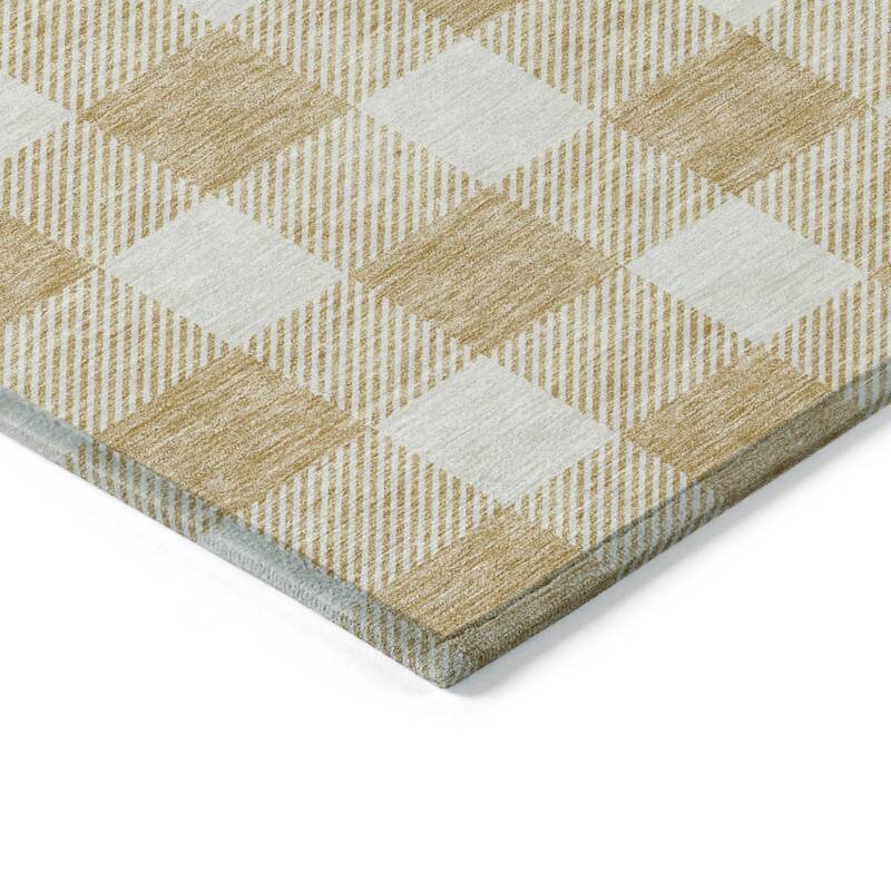 HomeRoots Plaid Transitional Rectangle Outdoor Rug