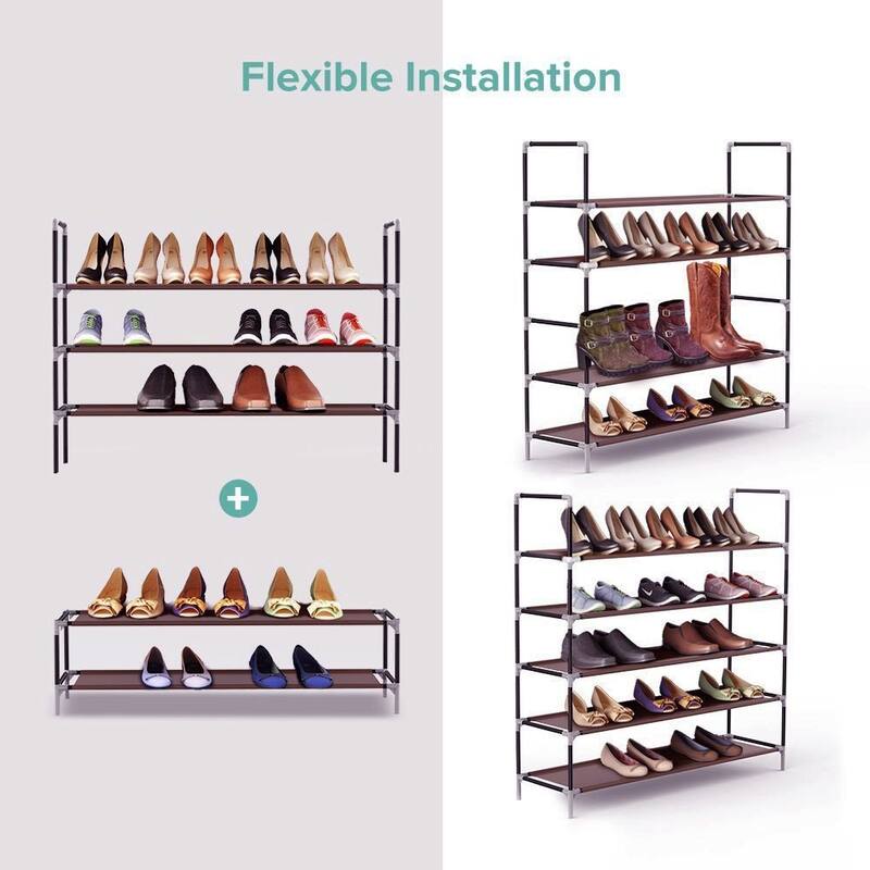 3/5/6/8/9/10-tier Extra-wide Metal/Non-woven Fabric Shoe Rack