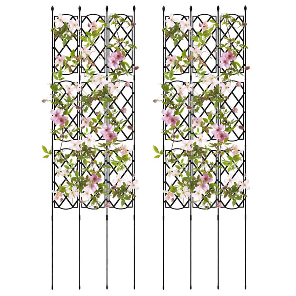 Black Metal Garden Trellis 3 Panels Adjustable 32"-64" Height Climbing Plant Support Frame - 19" x 64"