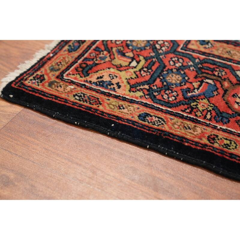 Hand Knotted Oriental 100% Wool Carpet Traditional Floral Navy Blue & Blues Sarouk Area Rug - 6' 10'' X 4' 5''