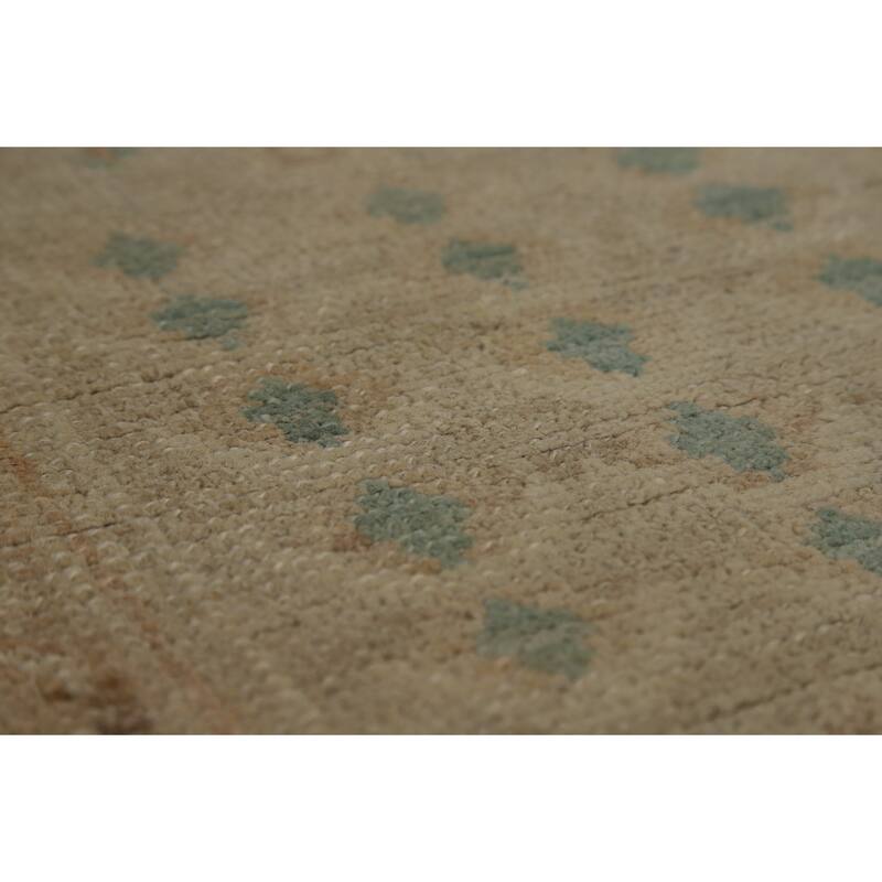 Vegetable Dye Oushak Turkish Rug Handmade Floral Wool Carpet - 9'0" x 12'4"