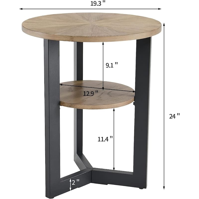 Round Coffee Table with Solid Wood Storage Circle Center Table
