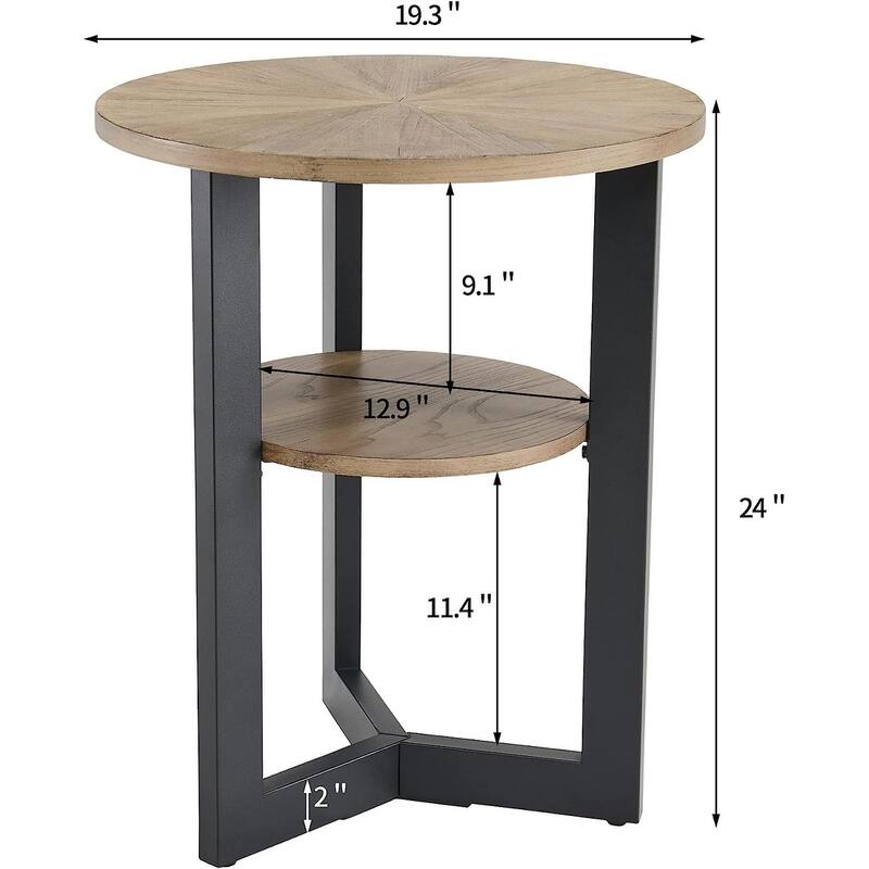 Round Coffee Table with Solid Wood Storage Circle Center Table
