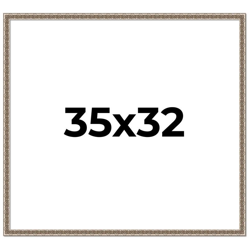35x32 Frame Silver Versailles Ornate Solid Wood Picture Frame | 1 Inch
