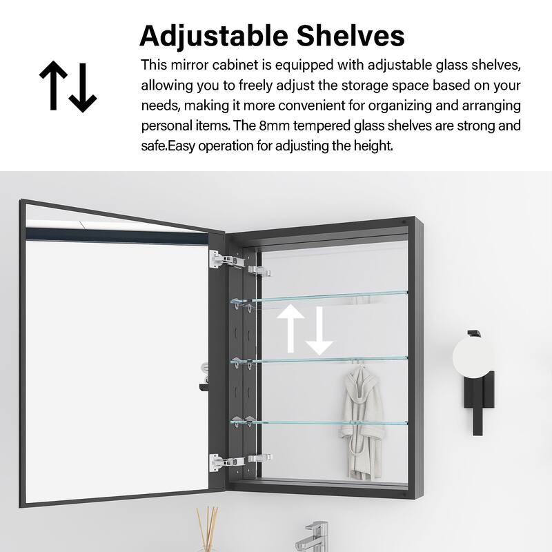 Rectangular Aluminum Medicine Cabinet with Mirror