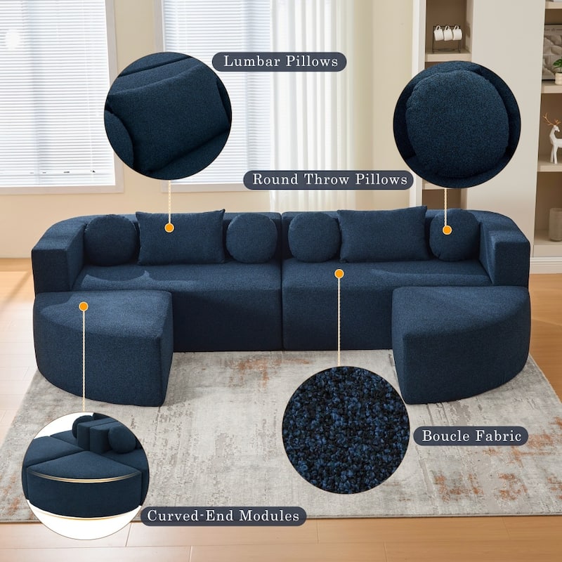 114.9" Free-combined Modular Sectional Sofa Bed with Deep Seating and Curved Design
