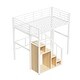 preview thumbnail 8 of 10, Twin Loft Bed with Metal Frame Storage Stairs and Built In Wardrobe Space Saving Elevated Bed
