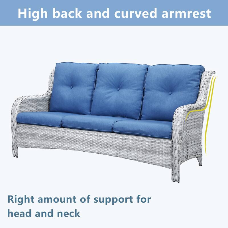 6 Pieces All Weather Wicker Sofa Patio Chair Set