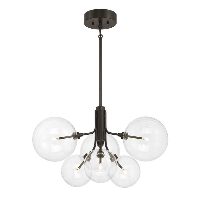 Bellevue SHCH44131 6 Light 27" Wide LED Chandelier with Clear Glass
