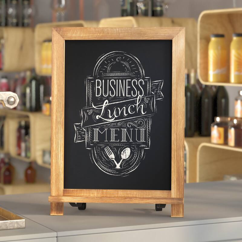 Freestanding Tabletop or Wall Mount Magnetic Chalkboard - 12"W x 1.88"D x 17"H - Torched Brown