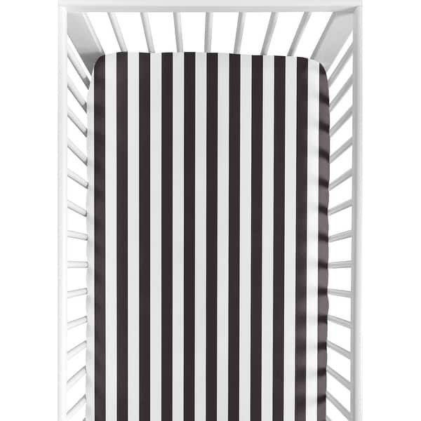 slide 2 of 6, Sweet Jojo Designs Black and White Stripe Fitted Crib Sheet