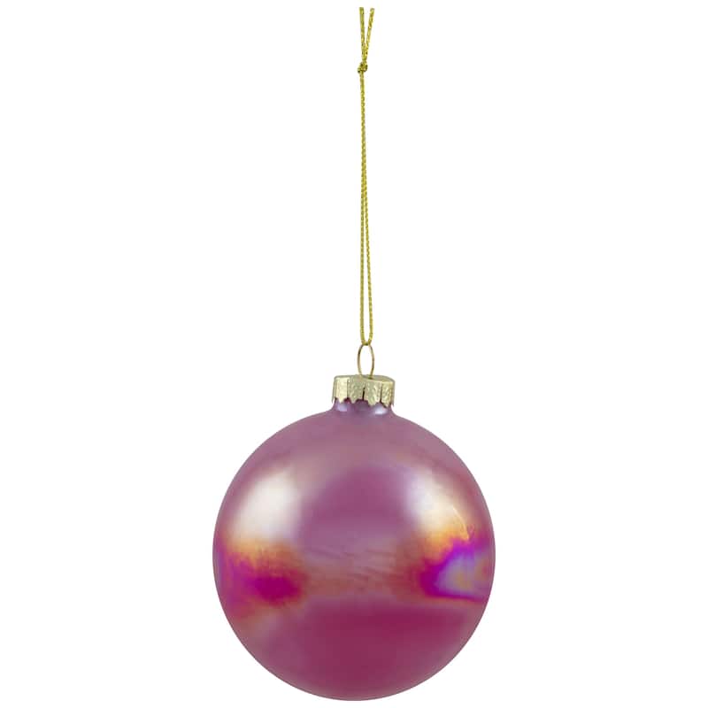 Shiny Glass Ball Christmas Ornaments - 3" (80mm) - Pink, Purple and Peach - 6ct