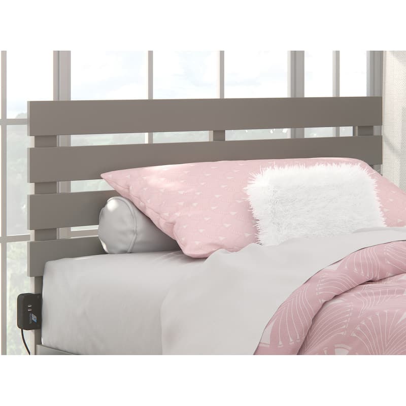 AFI Oxford Headboard with Attachable Charger - Grey - Full