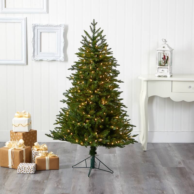 5' Pre-Lit Multifunction Cambridge Fir Artificial Christmas Tree, Warm Clear LED Lights - 5 Foot