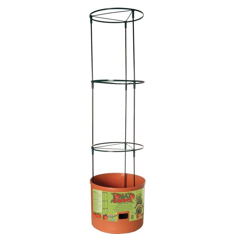Hydrofarm GCTB Tomato Barrel Pot Garden Planting 4 Foot Trellis System (2 Pack) - 14