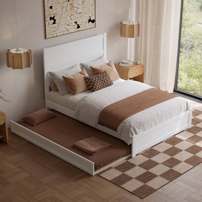 Aveline Wood Platform Bed with Matching Footboard & Trundle