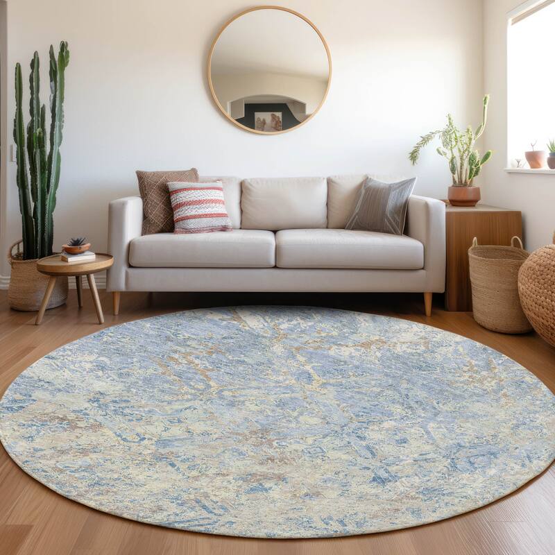 Machine Washable Indoor/ Outdoor Chantille Diamonds Distressed Rug