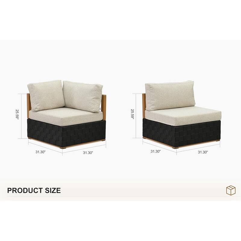 PURPLE LEAF GLFSF Outdoor sofas Black sofa with white seat for Yard Porch Deck Patio Conversation Sets