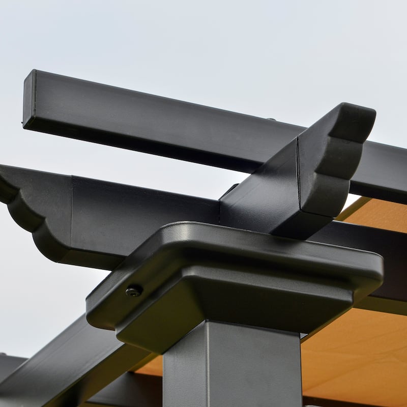 Outsunny 12ft x 10ft Outdoor Retractable Canopy Pergola Steel Frame Patio Pergola Shelter Sun Shade