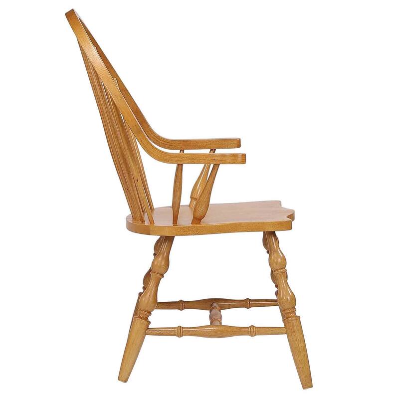 Distressed Windsor Style Dining Arm Chair - 41" - Light Brown