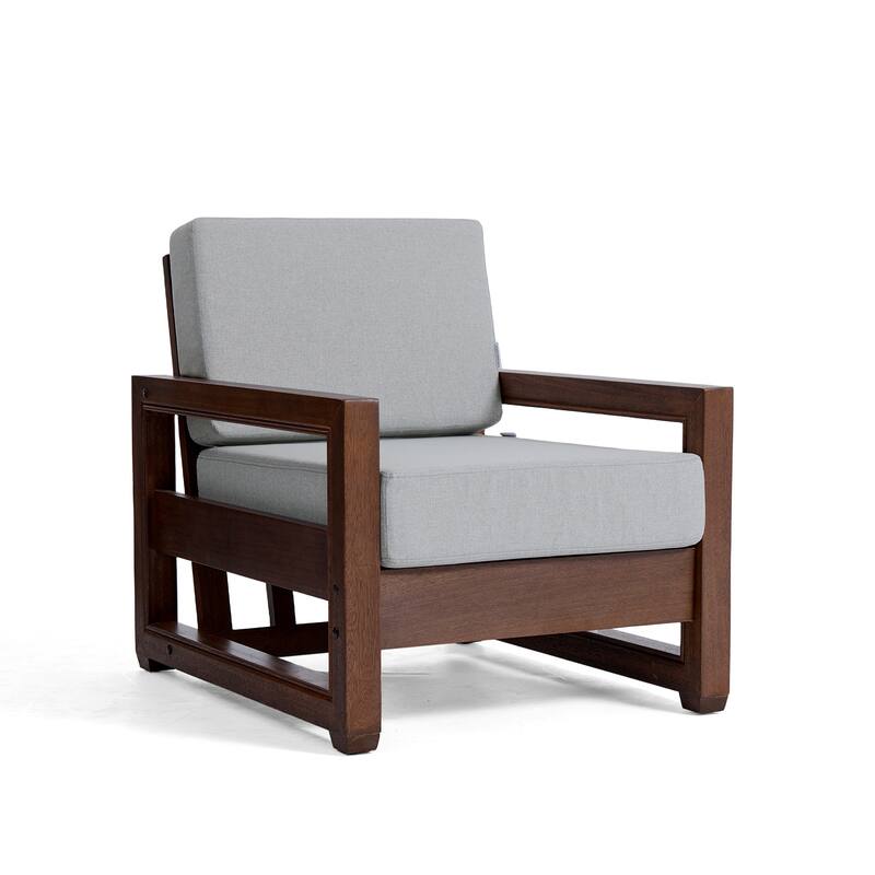 3-Piece Teak Wood Chair Outdoor Patio Conversation Set with Table