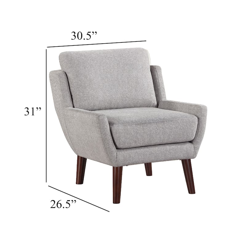 Veny Accent Armchair, Soft Gray Chenille, Solid Wood Angled Legs