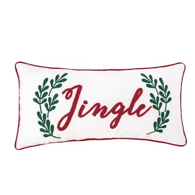 12" x 24" Jingle Sprig Chainstitch Throw Pillow