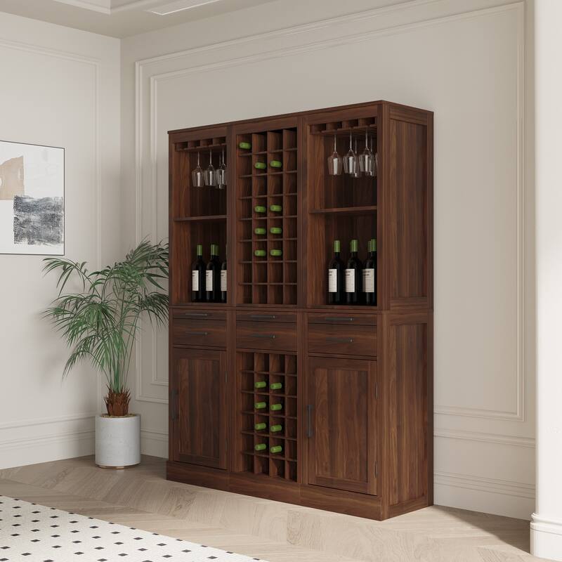 Modular 32 Wine Bar Cabinet Buffet Cabinet, 17.80"W x 15.95"D x 35.43"H