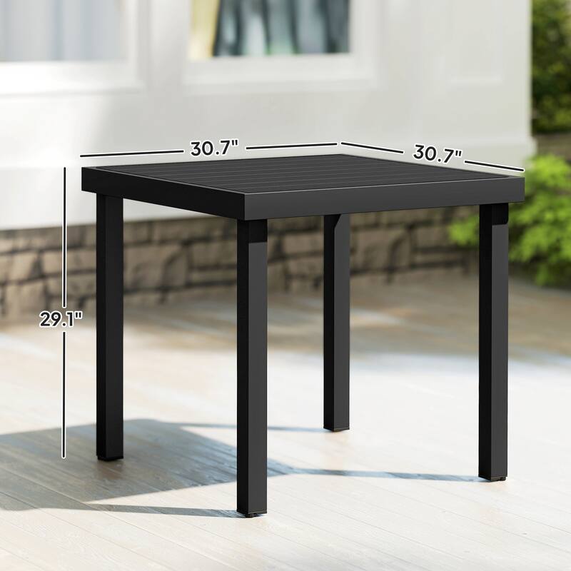 Outsunny Patio Dining Table for 4, Rectangular Aluminum Outdoor Table for Garden Lawn Backyard, Black