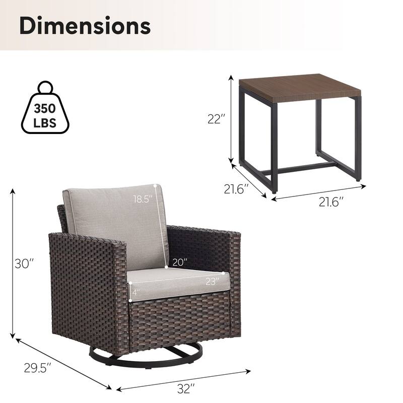 Outdoor Swivel Glider Chairs with Soft Cushion