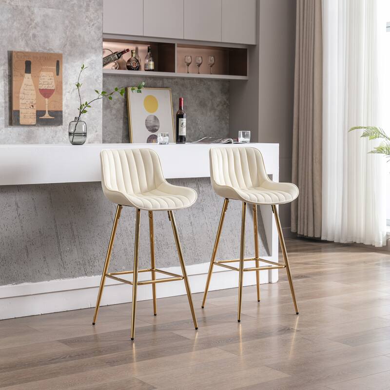 Bar Stools with Chrome Footrest and Base Velvet