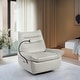 preview thumbnail 2 of 26, Top Grain Italian Genuine Leather Match Swivel Rocker Power Recliner Grey