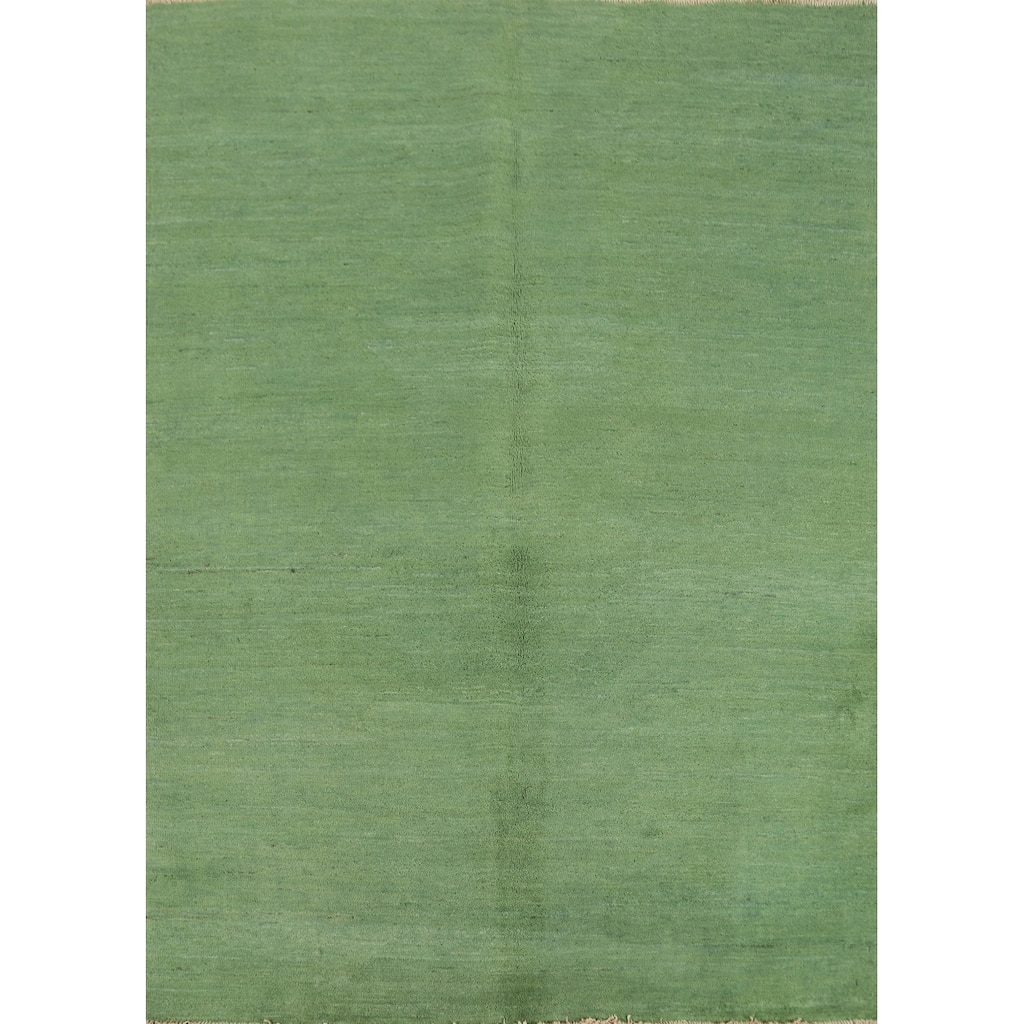 Light Green Modern Gabbeh Oriental Area Rug Handmade Wool Carpet - 4'11" x 6'5"