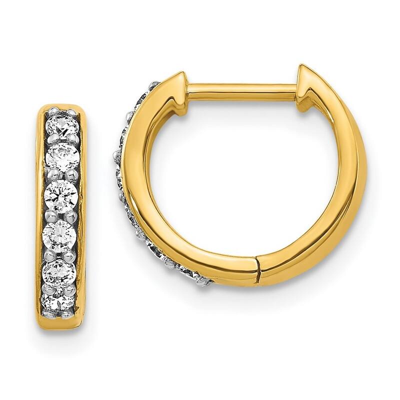 Curata 14k Yellow Gold Diamond Hoop Earrings - 11x12mm Wide 2mm Thick