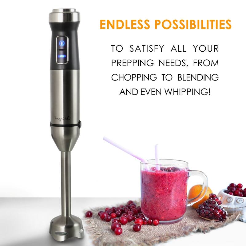 MegaChef 4 in 1 Immersion Hand Blender with Multi-Use Accessories