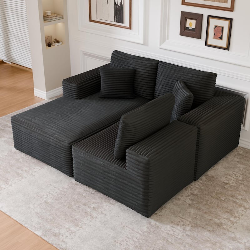 104" Modular Sectional Sofa with L-Shape Chaise Modern Upholstered Cloud Couches with Throw Pillows - 104 in.W x 23.6 in.H