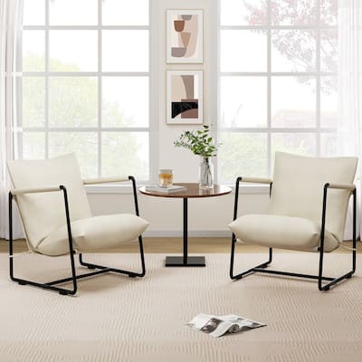 Upholstered Metal Framed Canvas Sling Accent Chair