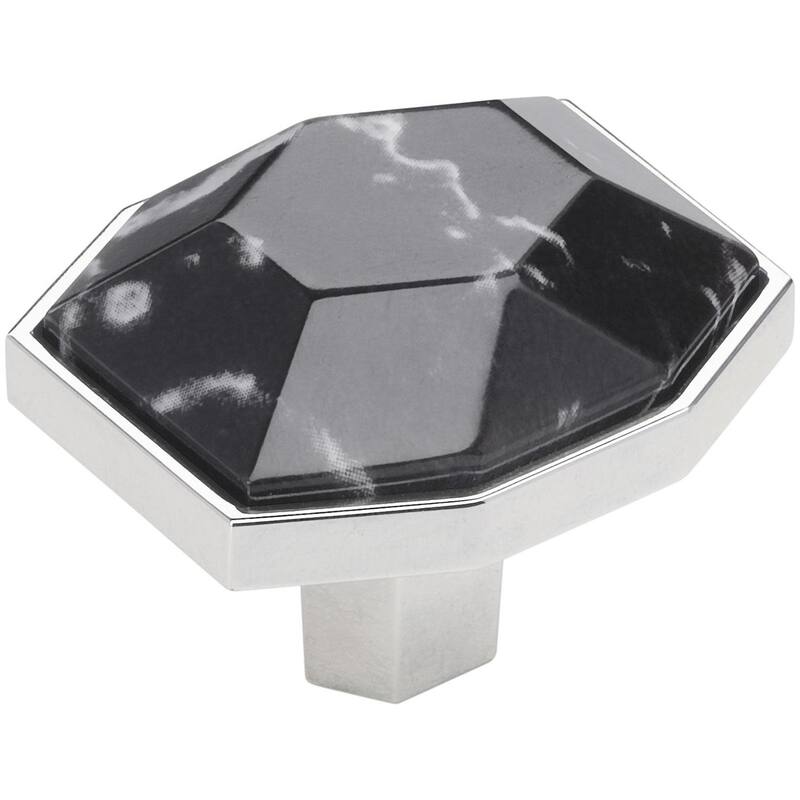 Amerock BP36638 Carrione 1-3/8" Geometric Cabinet Knob - Marble Black / Polished Chrome