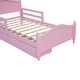 preview thumbnail 32 of 42, Kids Platform Bed with Saddle-shape Headboard and Footboard, 2 Drawers Underneath, 10 Pc Slats Support, No Box Spring Needed