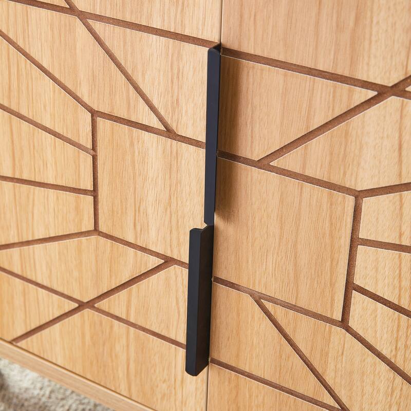 Spider Web Textured Modern Mdf Coffee Table - Geometric Art And Practical Design In Wood Tones