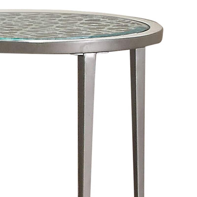 21 in. Silver and Clear Round Glass End Table, Sturdy Build End Side Table for Living Rooms